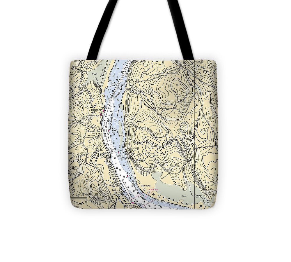 Higganum-connecticut Nautical Chart - Tote Bag