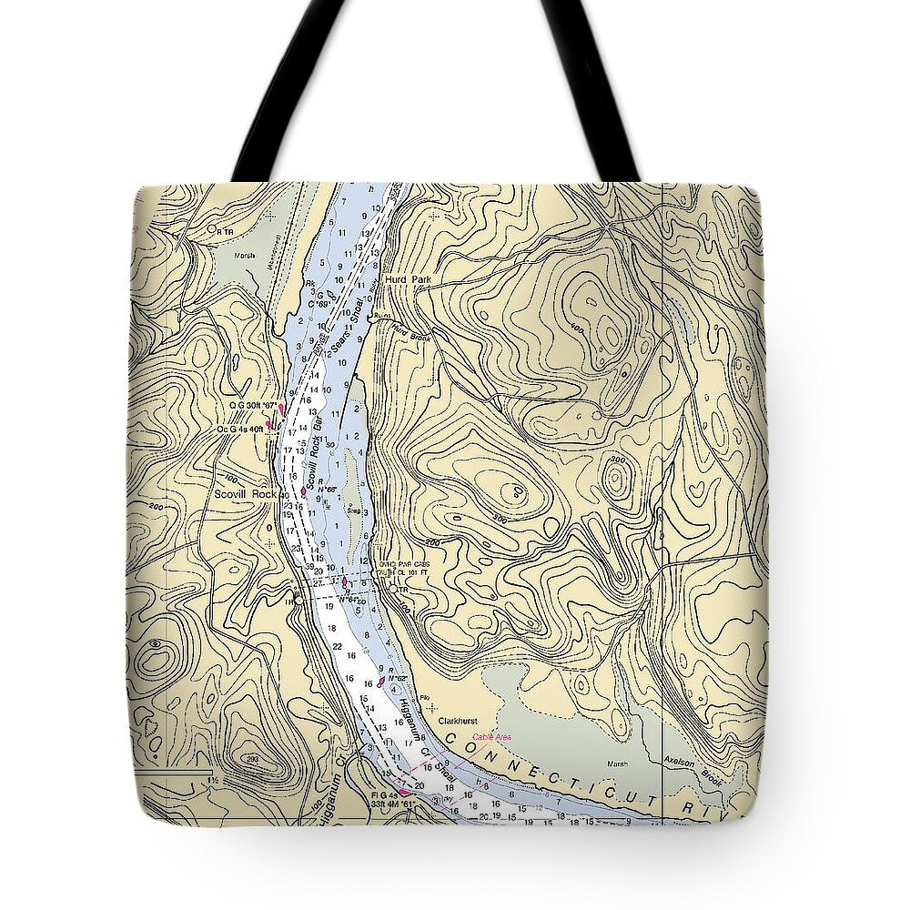 Higganum-connecticut Nautical Chart - Tote Bag