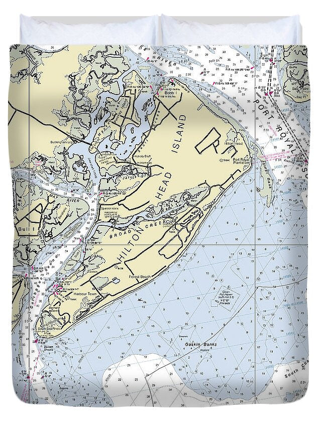 Hilton Head Island South Carolina Nautical Chart - Duvet Cover