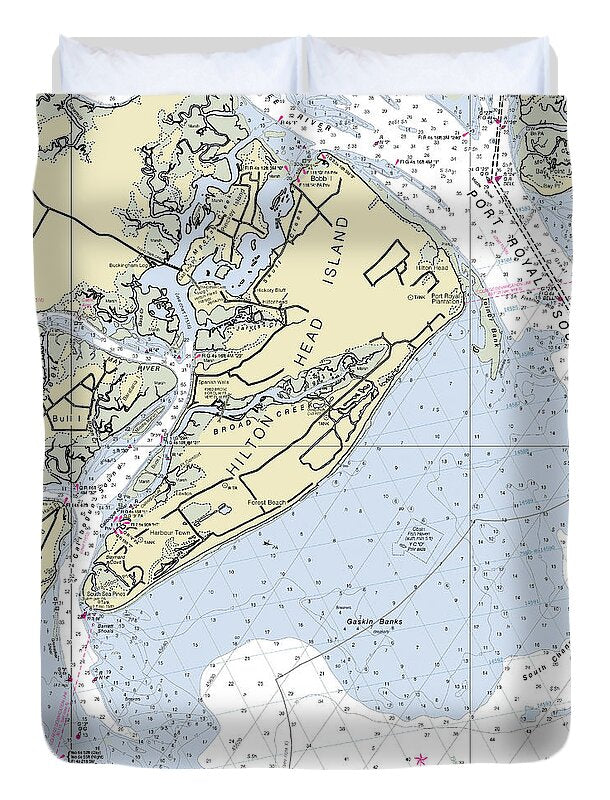 Hilton Head Island South Carolina Nautical Chart - Duvet Cover