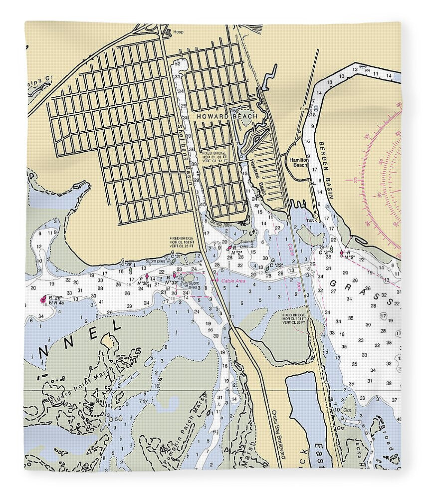 Howard Beach-new York Nautical Chart - Blanket