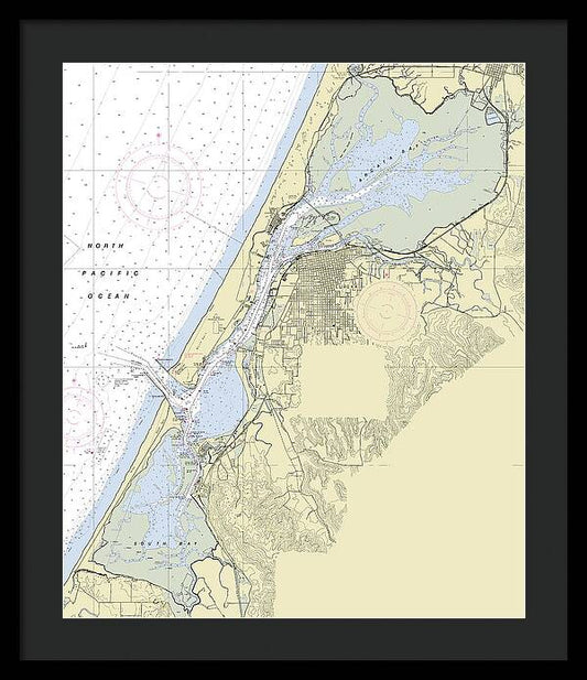 Humbolt Bay California Nautical Chart - Framed Print
