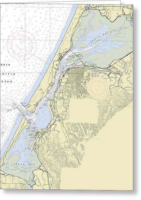 Humbolt Bay California Nautical Chart - Greeting Card