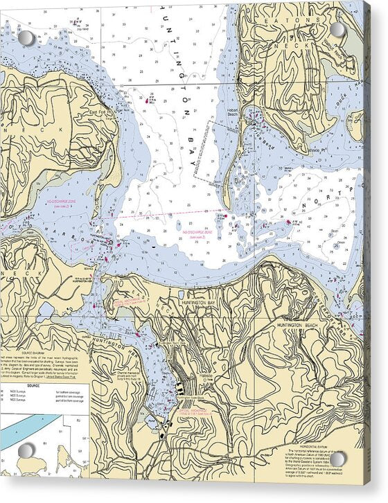 Huntington Bay -new York Nautical Chart _v2 - Acrylic Print