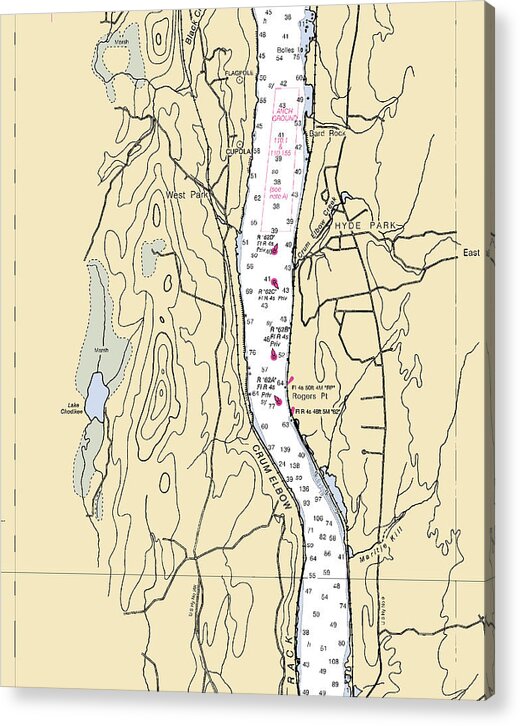 Hyde Park-new York Nautical Chart - Acrylic Print