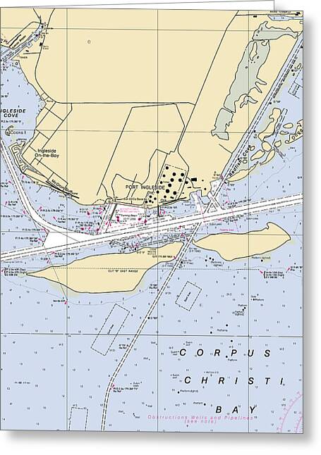 Ingleside-texas Nautical Chart - Greeting Card