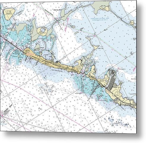 Islamorada Florida Nautical Chart - Metal Print