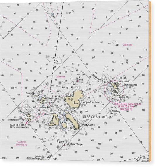 Isle Of Shoals-maine Nautical Chart - Wood Print