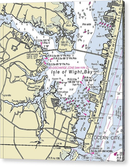 Isle Of Wight Bay Maryland Nautical Chart - Acrylic Print