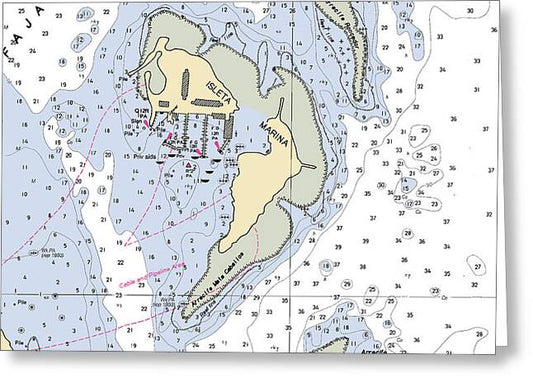 Isleta Marina-puerto Rico Nautical Chart - Greeting Card