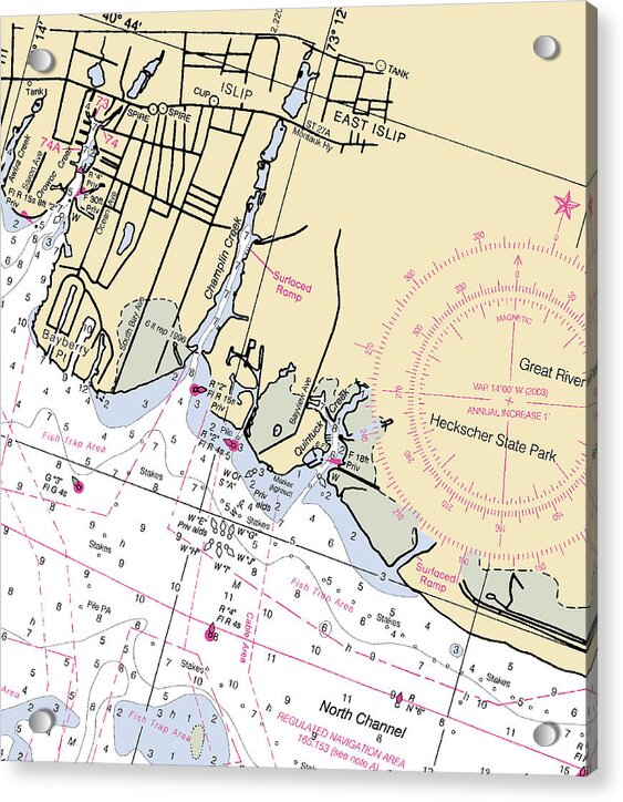 Islip-new York Nautical Chart - Acrylic Print