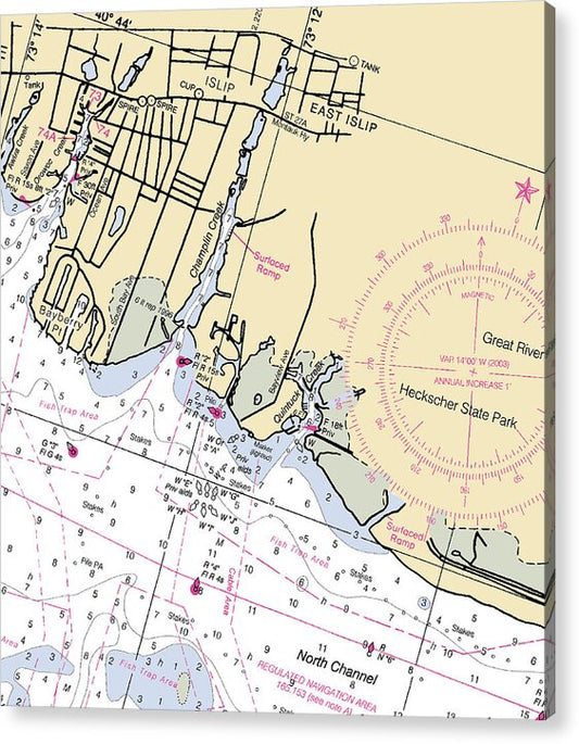 Islip-new York Nautical Chart - Acrylic Print
