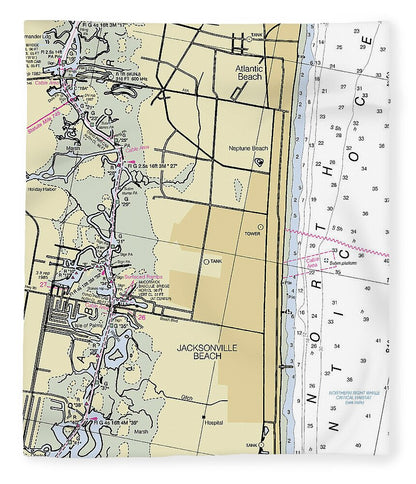 Jacksonville Beach Florida Nautical Chart - Blanket