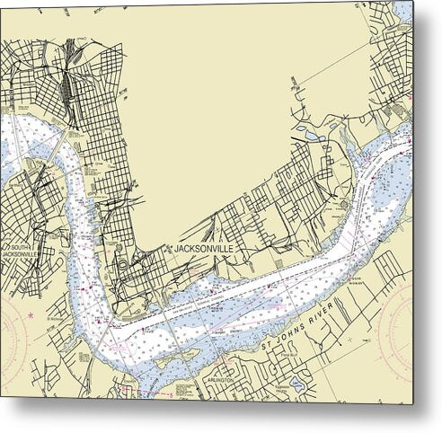 Jacksonville Florida Nautical Chart - Metal Print