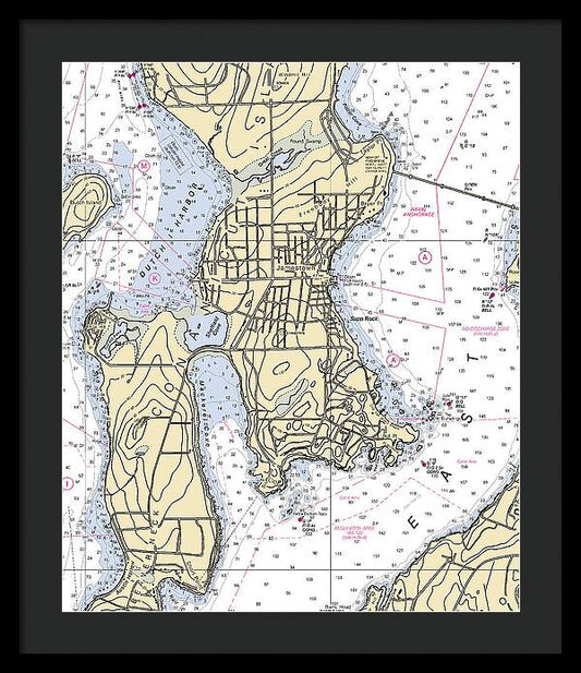 Jamestown -rhode Island Nautical Chart _v2 - Framed Print