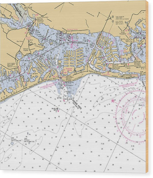 Johns Pass-florida Nautical Chart - Wood Print