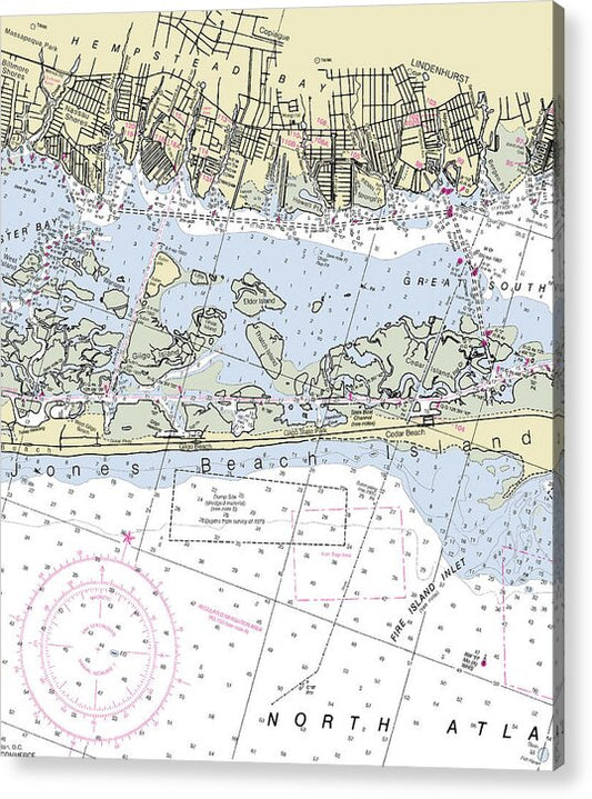 Jones Beach Island New York Nautical Chart - Acrylic Print