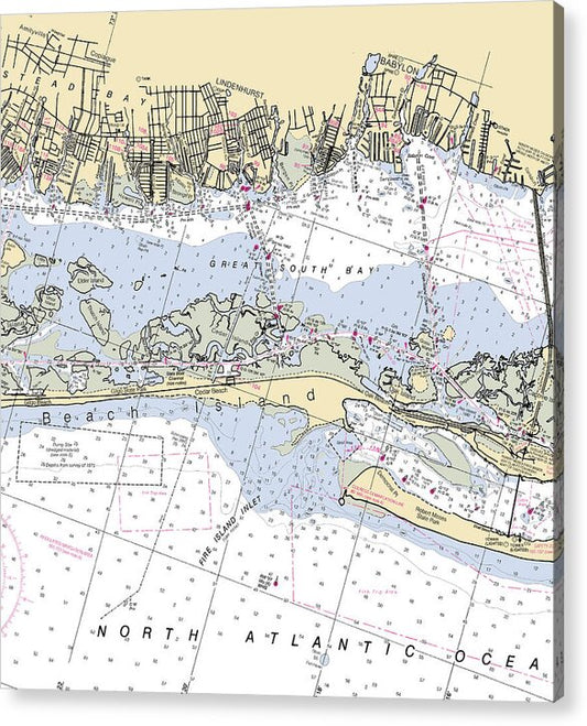 Jones Beach -new York Nautical Chart _v2 - Acrylic Print
