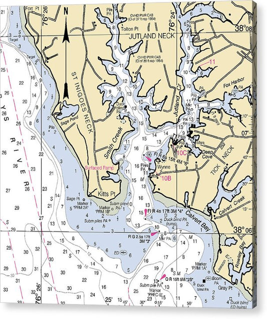 Jutland Neck-maryland Nautical Chart - Acrylic Print