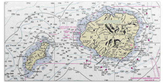 Kauai Hawaii Nautical Chart - Bath Towel