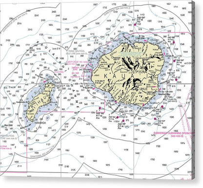 Kauai Hawaii Nautical Chart - Acrylic Print