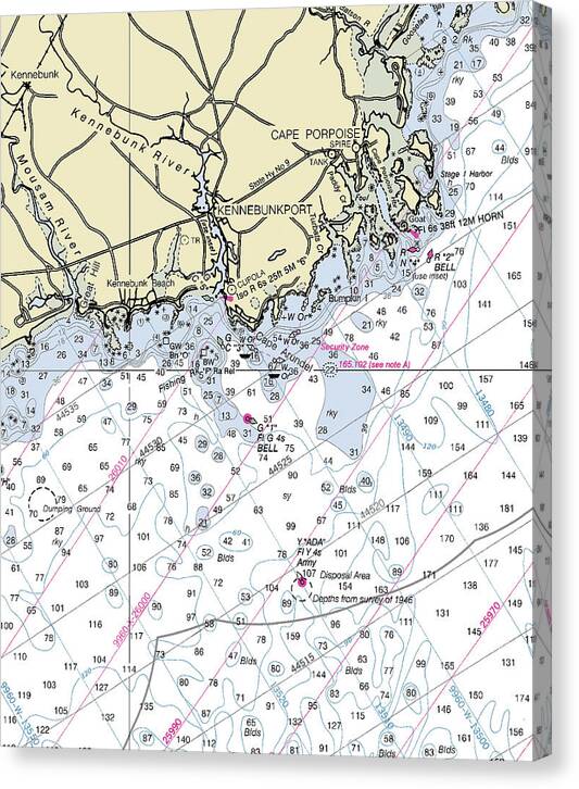 Kennebunkport Maine Nautical Chart - Canvas Print