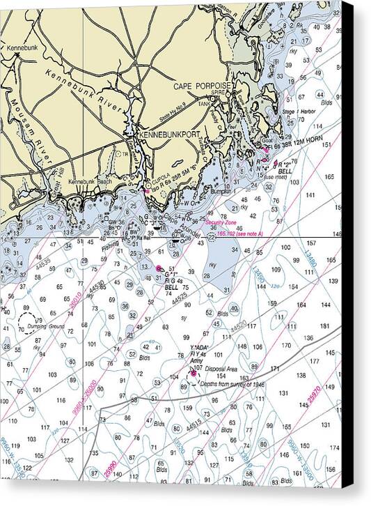 Kennebunkport Maine Nautical Chart - Canvas Print