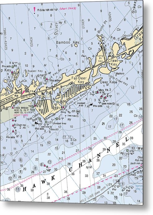Key Colony Beach -florida Nautical Chart _v2 - Metal Print