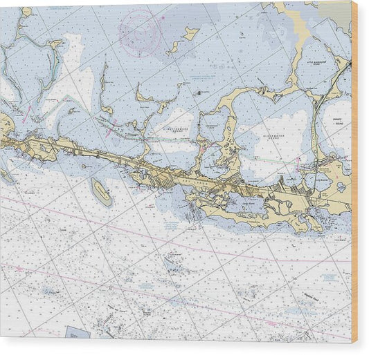Key-largo -florida Nautical Chart _v6 - Wood Print