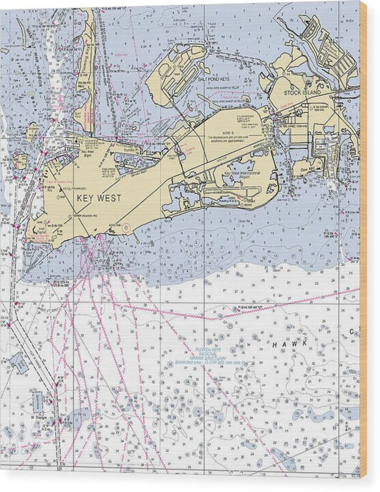 Key West -florida Nautical Chart _v2 - Wood Print
