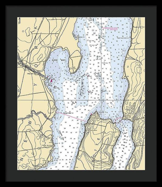 King Bay-lake Champlain  Nautical Chart - Framed Print