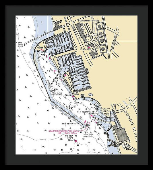 King Harbor-california Nautical Chart - Framed Print