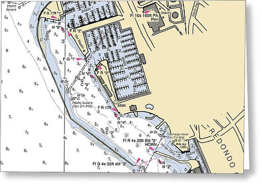 King Harbor-california Nautical Chart - Greeting Card