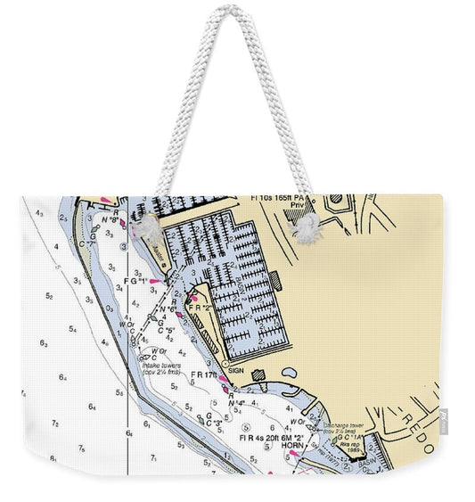 King Harbor-california Nautical Chart - Weekender Tote Bag