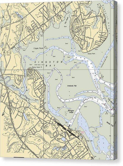 Kingston Bay-massachusetts Nautical Chart - Canvas Print