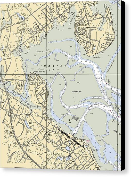 Kingston Bay-massachusetts Nautical Chart - Canvas Print