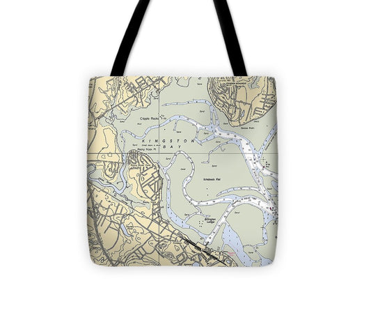 Kingston Bay-massachusetts Nautical Chart - Tote Bag
