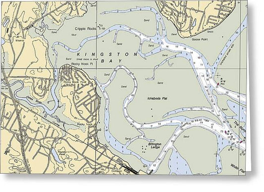 Kingston Bay-massachusetts Nautical Chart - Greeting Card