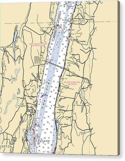 Kingston-new York Nautical Chart - Acrylic Print