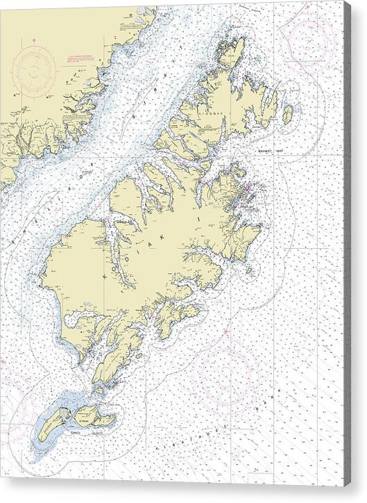 Kodiak Alaska Nautical Chart - Acrylic Print
