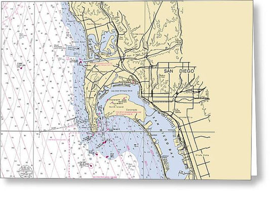 La-jolla -california Nautical Chart _v6 - Greeting Card
