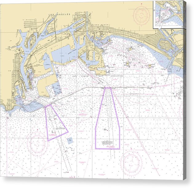 La-san-pedro-bay-w -california Nautical Chart _v6 - Acrylic Print