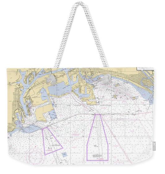 La-san-pedro-bay-w -california Nautical Chart _v6 - Weekender Tote Bag
