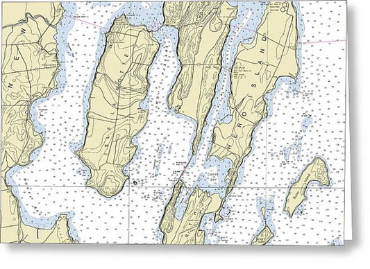 Lake Champlain Hero Island Nautical Chart - Greeting Card