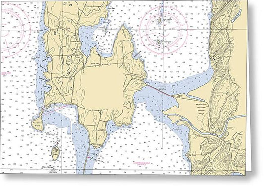 Lake Champlain -lake Champlain  Nautical Chart _v3 - Greeting Card