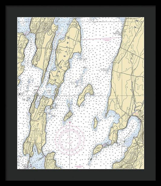 Lake Champlain -lake Champlain  Nautical Chart _v5 - Framed Print