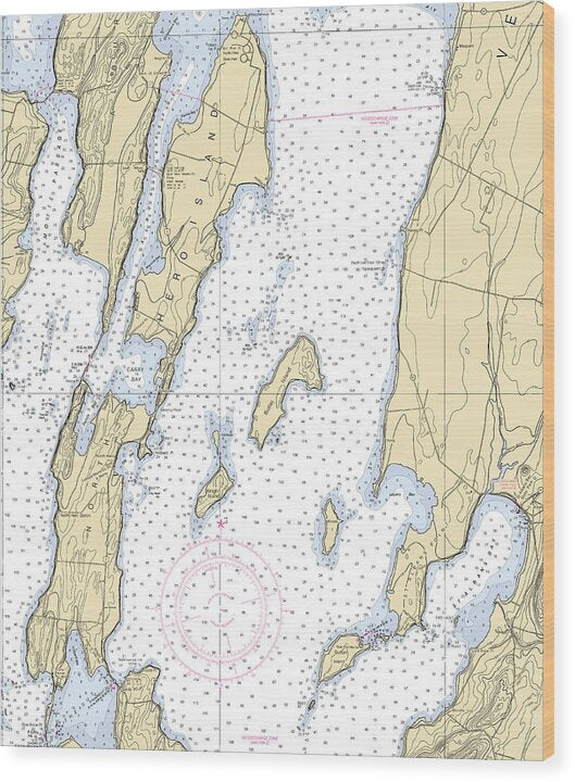 Lake Champlain -lake Champlain  Nautical Chart _v5 - Wood Print