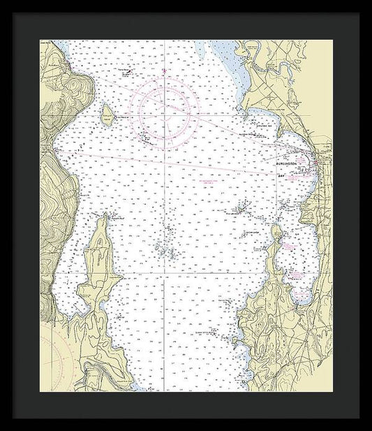 Lake Champlain Nautical Chart - Framed Print