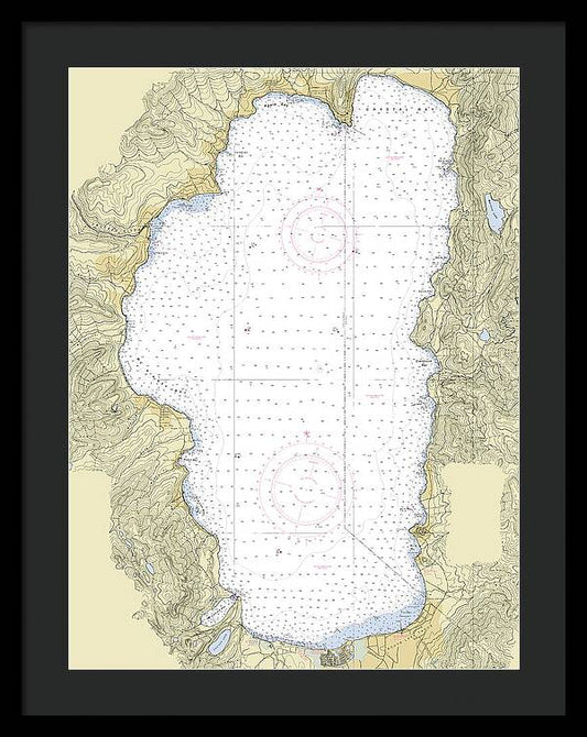 Lake Tahoe California Nautical Chart - Framed Print