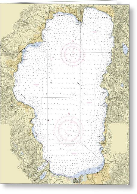 Lake Tahoe California Nautical Chart - Greeting Card